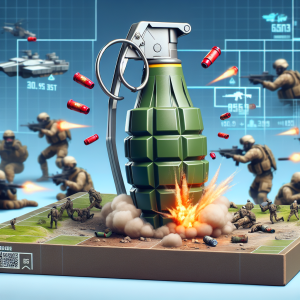 Depiction of a grenade launcher from a popular generic first person shooter video game. The launcher should be shown in the process of making a disastrous launch: the grenade is spewing fumes, indicating an unfortunate misfire. Surrounding it is a digital battlefield with soldiers ducking for cover. Capture the emotion of the unexpected event, with in-game characters expressing shock or surprise. The scene should look like a major gaming error, conveying the concept of a 'Noob Tube Mistake'. Please avoid any direct references to specific games or copyrighted elements.